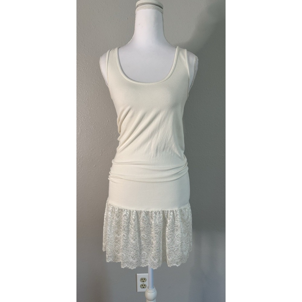 M. Rena Ivory Lace Hem Layering Slip  Dress Reversible Romantic Fairycore O/S